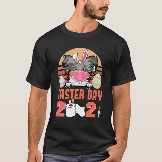 Papillon Ansikte Mask Rabbit Bunny Egg Påsk Day T Shirt (Framsida)
