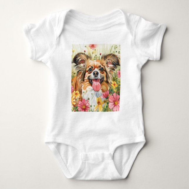 Papillon Baby Bodysuit – Akvarell T Shirt (Framsida)