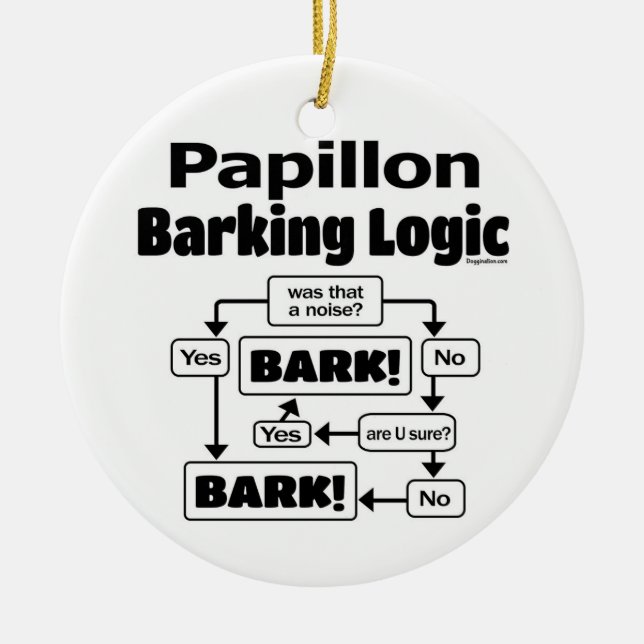 Papillon Barking Logic Julgransprydnad Keramik (Framsidan)