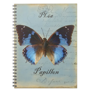 Papillon bleu anteckningsbok med spiral