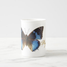Papillon bleu benporslin mugg