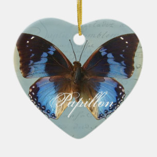 Papillon bleu julgransprydnad keramik