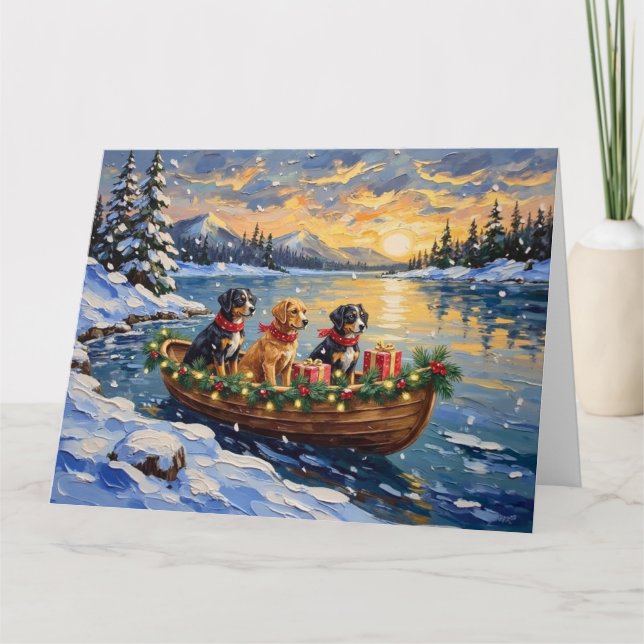 Papillon Christmas Boat Holiday Kort (Framsida)
