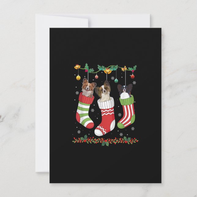 Papillon Christmas Lights Funny Xmas Dog Lover Paj Inbjudningar (Framsida)