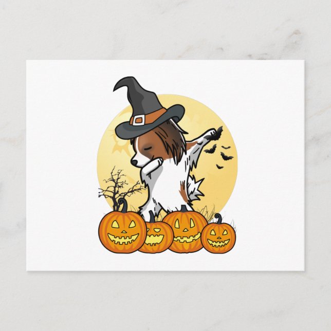 Papillon Dabbing Halloween Vykort (Framsida)