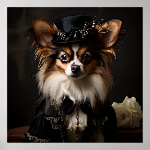 Papillon Drappad i Victorian Costume Porträtt Poster