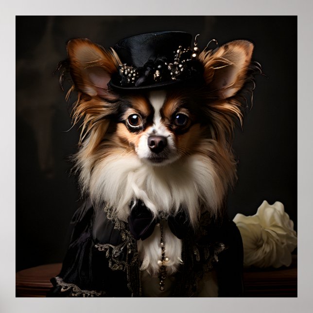 Papillon Drappad i Victorian Costume Porträtt Poster (Framsidan)