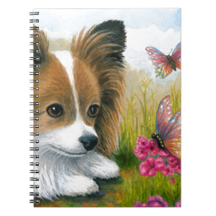 Papillon för hund 123 hund med fjärilar anteckningsbok med spiral