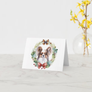 Papillon God Jul Utandning Festive Valp Kort