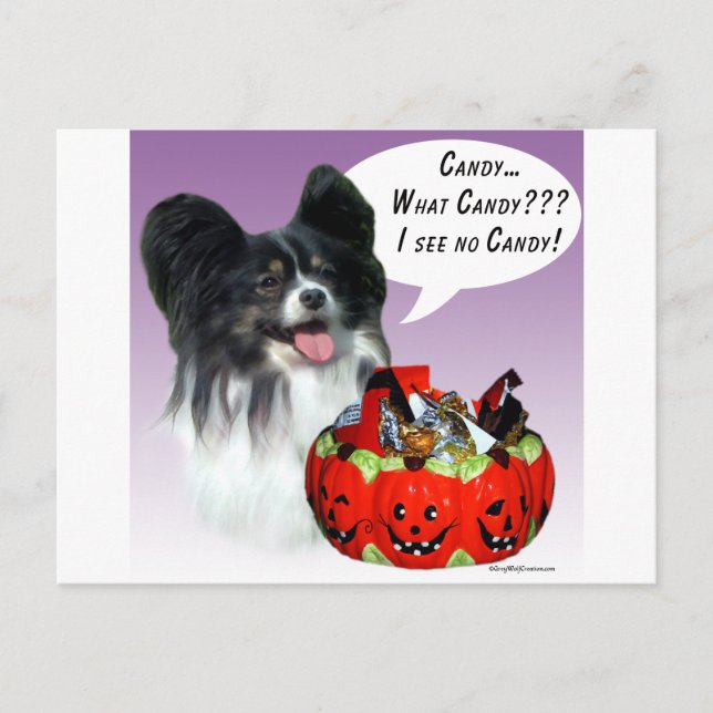 Papillon Halloween Candy Vykort (Framsida)