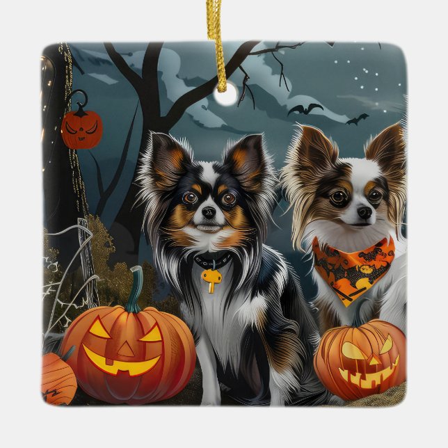 Papillon Halloween Kuslig Julgransprydnad Keramik (Framsida)