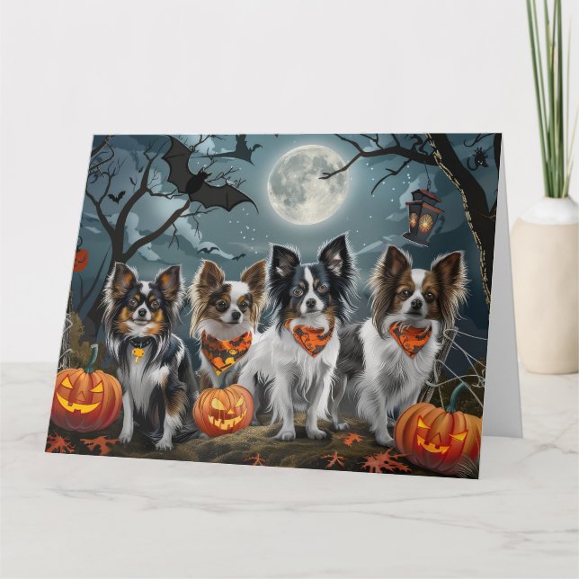 Papillon Halloween Spooky Kort (Framsida)