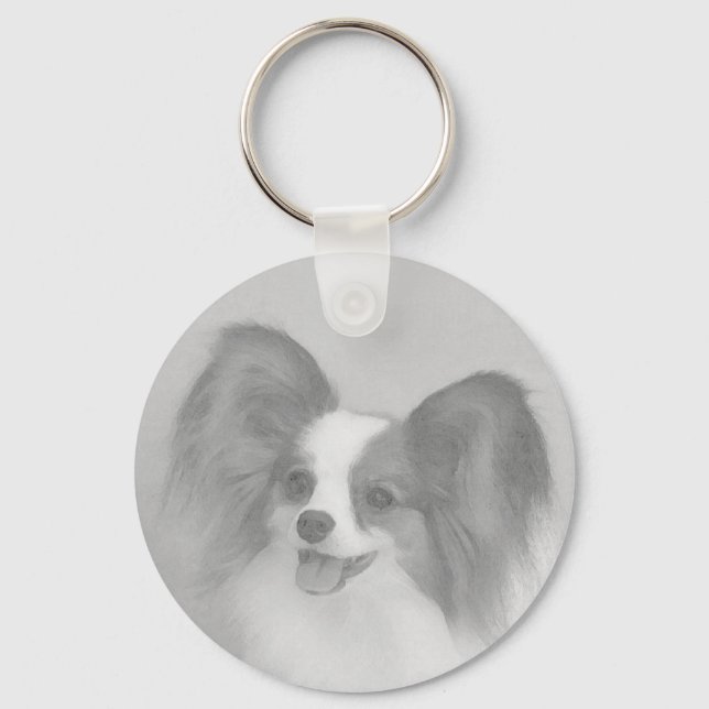 Papillon Headstudy Keychain Nyckelring (Framsida)