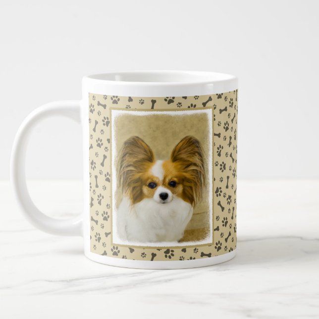 Papillon (Hound Tri)-målning - Originalbild av Hun Jumbo Mugg (Vänster)