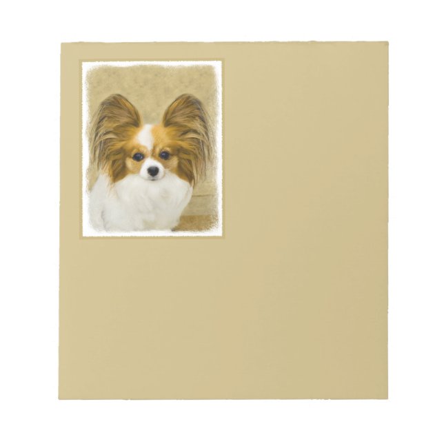 Papillon (Hound Tri)-målning - Originalkonst av Hu Anteckningsblock (Framsida)