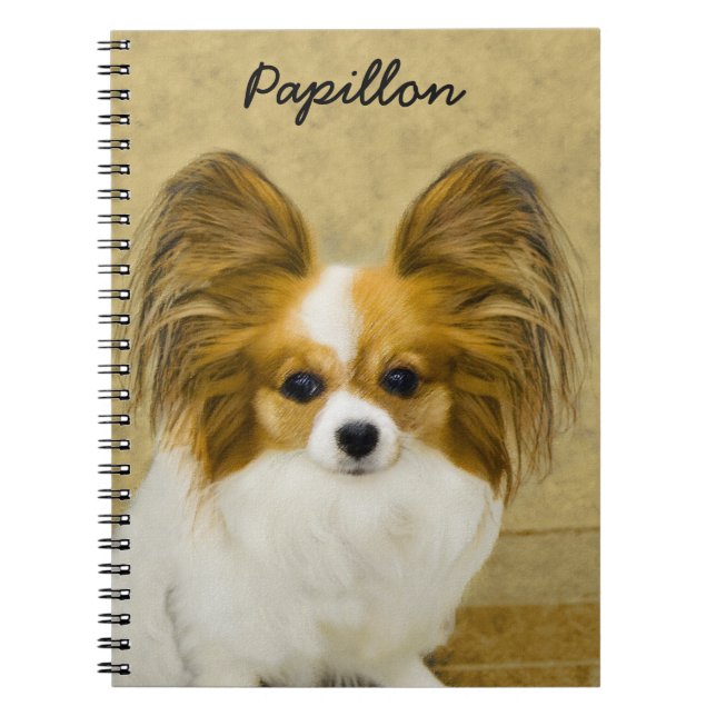 Papillon (Hound Tri)-målning - Originalkonst av Hu Anteckningsbok (Framsidan)