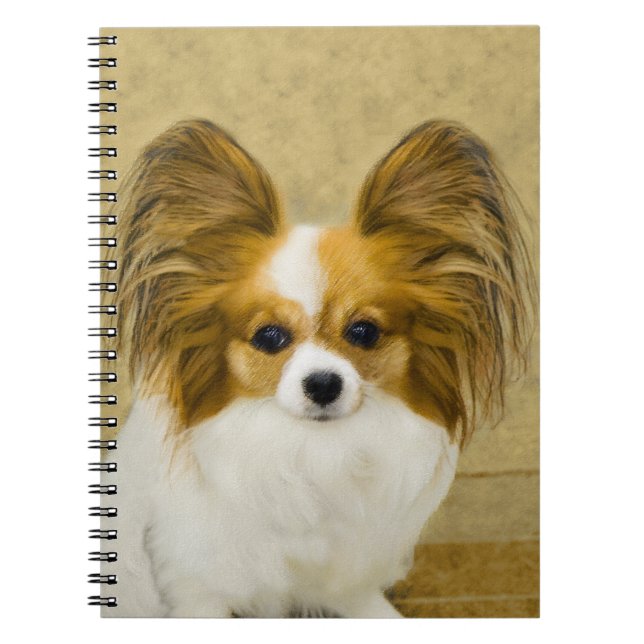 Papillon (Hound Tri)-målning - Originalkonst av Hu Anteckningsbok (Framsidan)