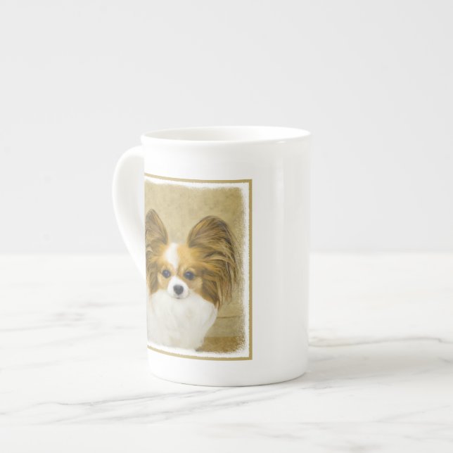 Papillon (Hound Tri)-målning - Originalkonst av Hu Benporslin Mugg (Framsida vänster)