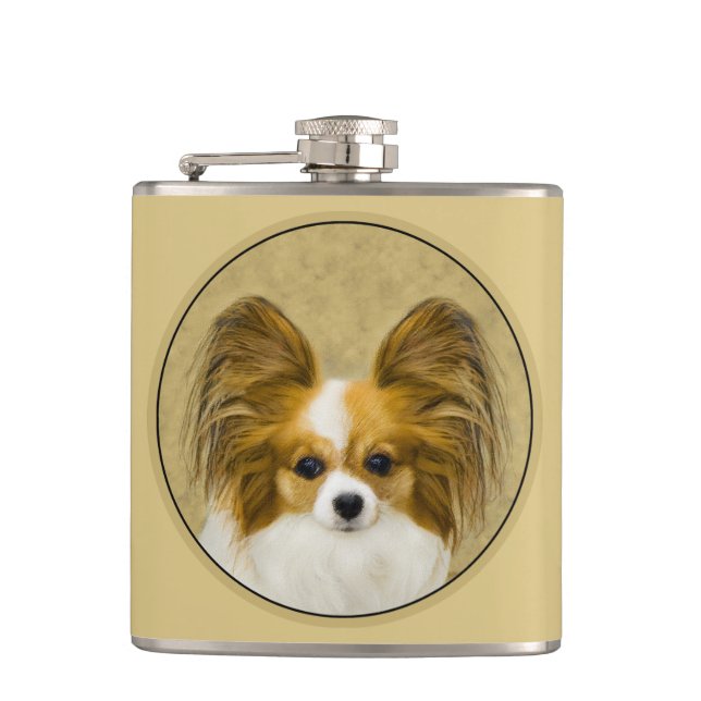 Papillon (Hound Tri)-målning - Originalkonst av Hu Fickplunta (Framsidan)