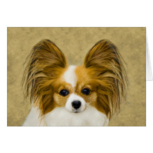 Papillon (Hound Tri)-målning - Originalkonst av Hu Hälsningskort