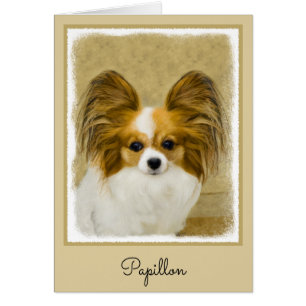 Papillon (Hound Tri)-målning - Originalkonst av Hu Hälsningskort