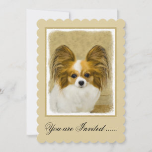 Papillon (Hound Tri)-målning - Originalkonst av Hu Inbjudningar