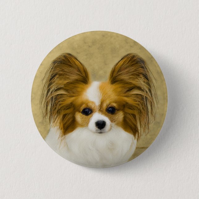 Papillon (Hound Tri)-målning - Originalkonst av Hu Knapp (Framsida)