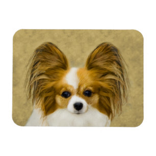 Papillon (Hound Tri)-målning - Originalkonst av Hu Magnet