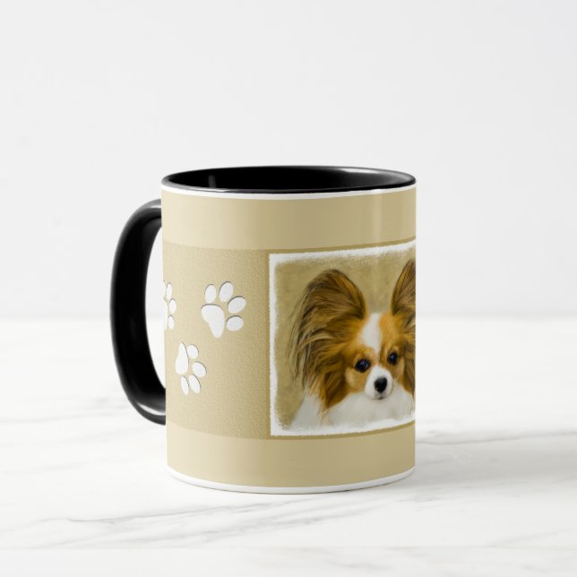 Papillon (Hound Tri)-målning - Originalkonst av Hu Mugg (Framsida vänster)