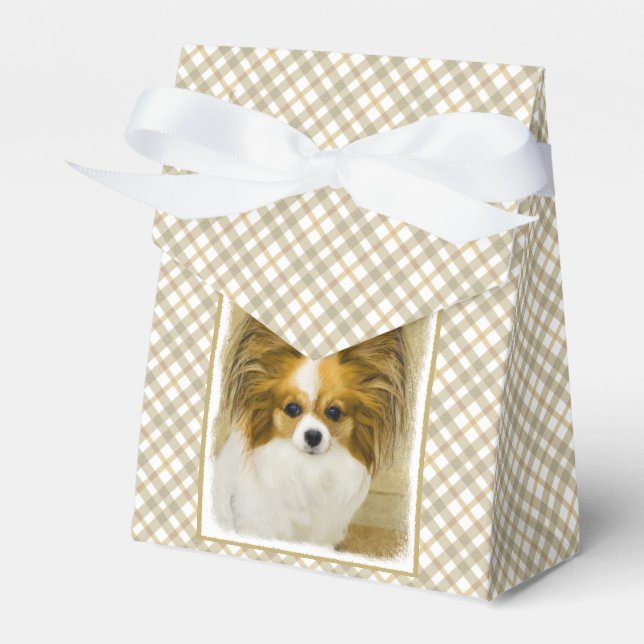 Papillon (Hound Tri)-målning - Originalkonst av Hu Presentaskar (Framsidan Sidan)