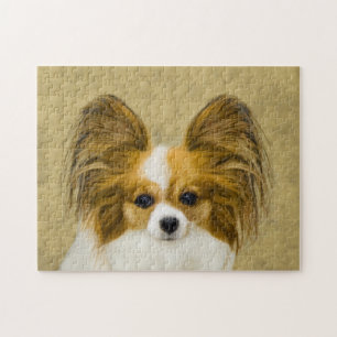 Papillon (Hound Tri)-målning - Originalkonst av Hu Pussel