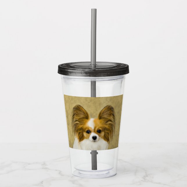 Papillon (Hound Tri)-målning - Originalkonst av Hu Take Away Mugg (Framsida)