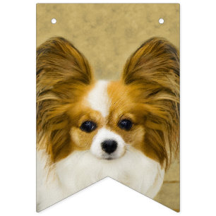 Papillon (Hound Tri)-målning - Originalkonst av Hu Vimplar