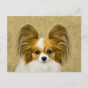 Papillon (Hound Tri)-målning - Originalkonst av Hu Vykort