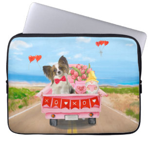 Papillon Hund Alla hjärtans dag Lastbil Hearts Laptop Fodral