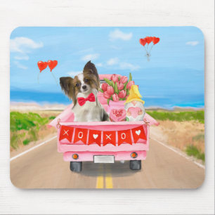 Papillon Hund Alla hjärtans dag Lastbil Hearts Musmatta