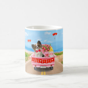 Papillon Hund Alla Hjärtans Dag Lastbil Hjärtan Kaffemugg