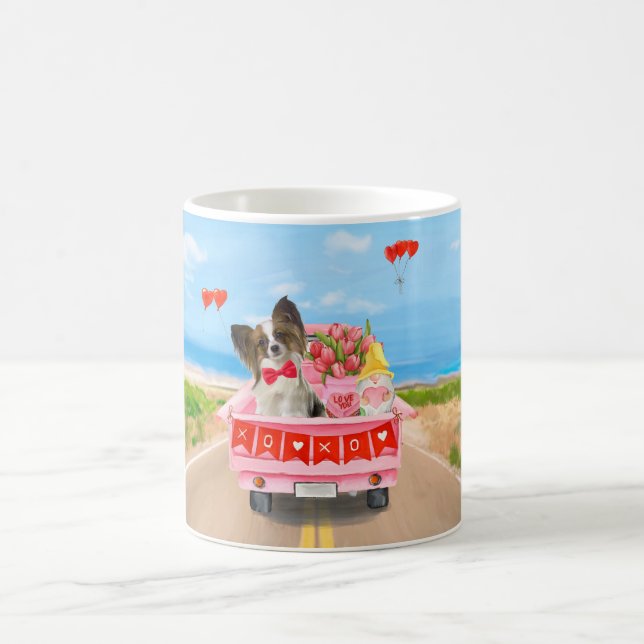 Papillon Hund Alla Hjärtans Dag Lastbil Hjärtan Kaffemugg (Center)