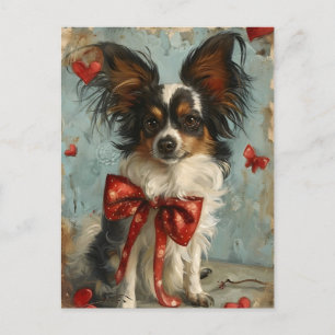 Papillon hund Alla hjärtans dag Vykort