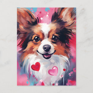 Papillon hund Alla hjärtans dag Vykort