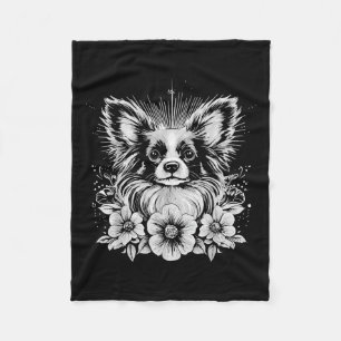 Papillon Hund älskare Retro Stil Tattoo_1 Fleecefilt