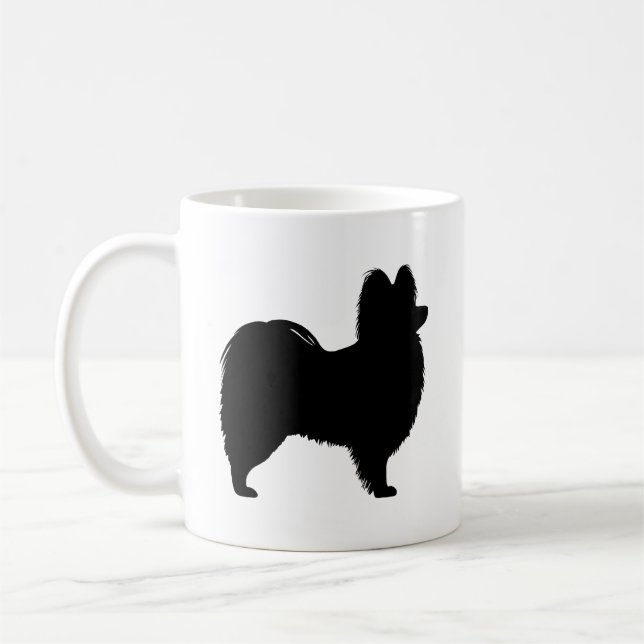 Papillon Hund aveln Silhouettes Kaffemugg (Vänster)