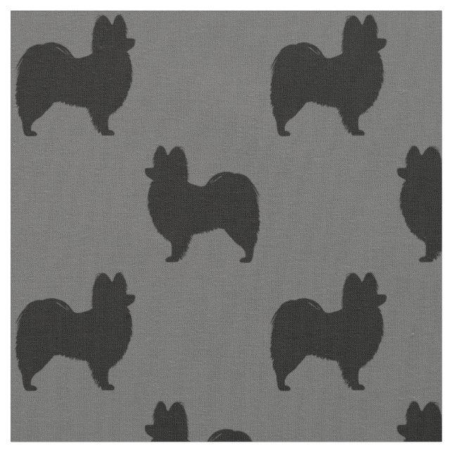 Papillon Hund aveln Silhouettes Patterned Tyg (Närbild)