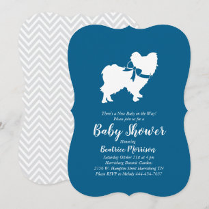 Papillon Hund Baby Shower Blå Pojke Inbjudningar