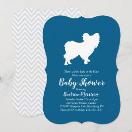 Papillon Hund Baby Shower Blue Boy Inbjudningar