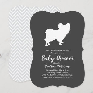 Papillon Hund Baby Shower Gender Neutral Inbjudningar