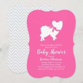 Papillon Hund Baby Shower Rosa Girl Inbjudningar