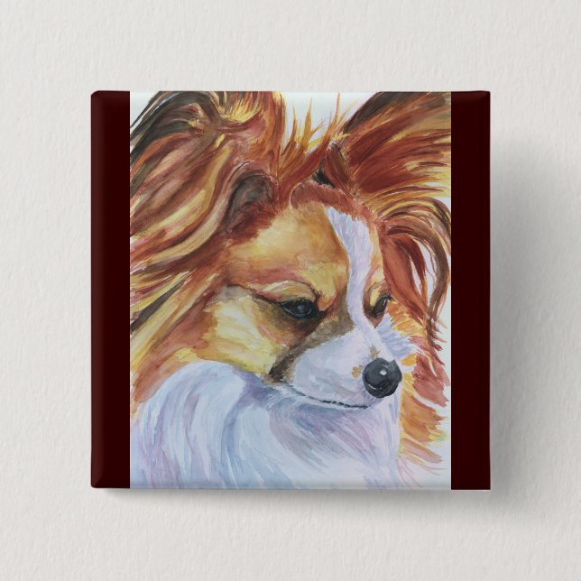 Papillon hund Button stift Knapp (Framsida)
