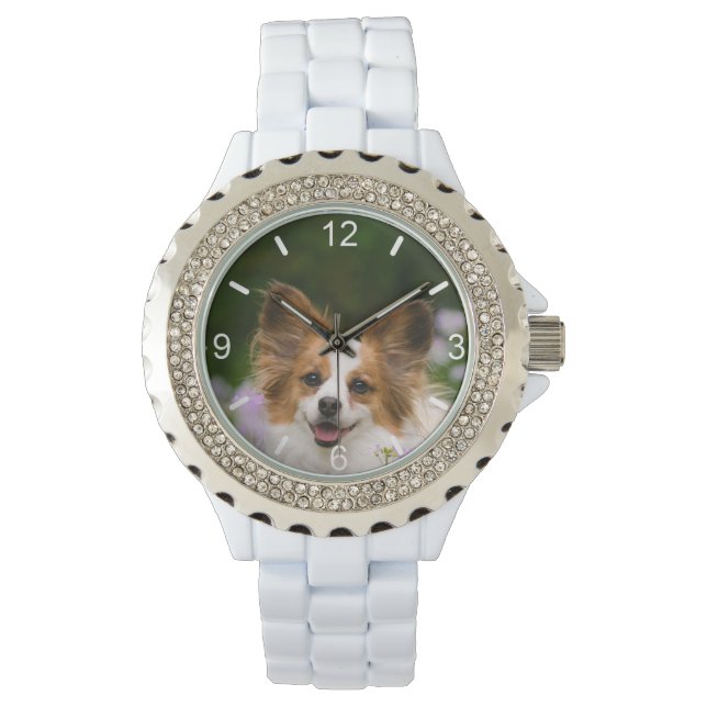 Papillon Hund Cute Romantic Porträtt - uppringning Armbandsur (Framsida)