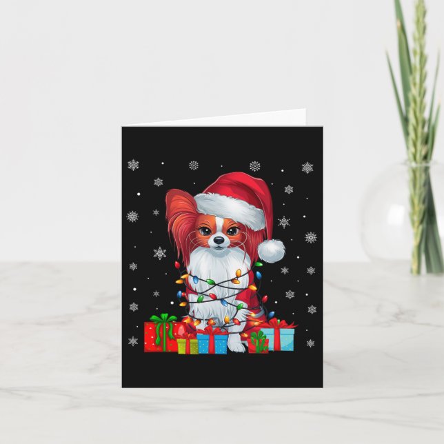 Papillon Hund Fula Julbelysning Tomte Papillon Hun Kort (Framsida)